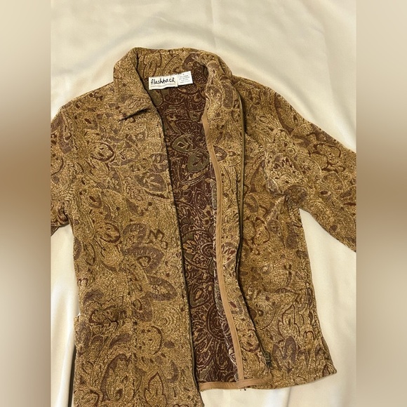 Vintage Flashback Patterned Woven Tapestry Zip Up Jacket - L - Picture 6 of 7